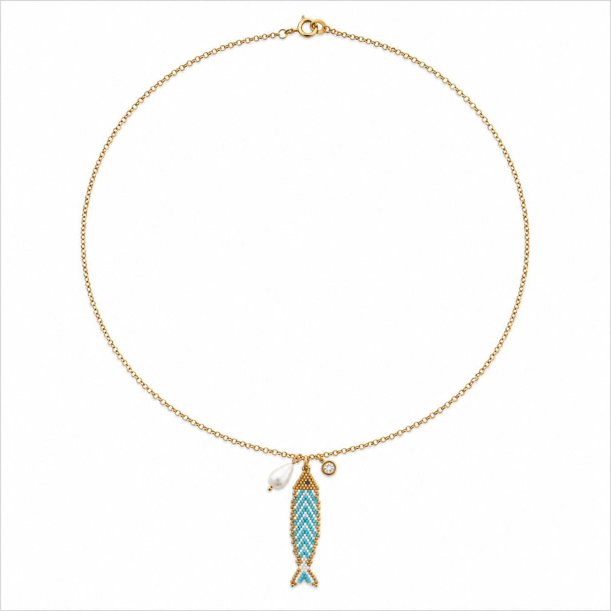 Aegean Pearl Fish Necklace