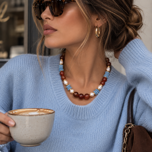 Blue & Caramel necklace