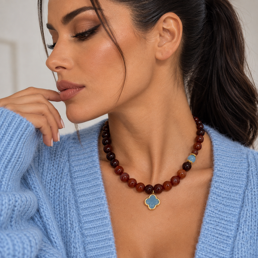 Blue Clover Necklace