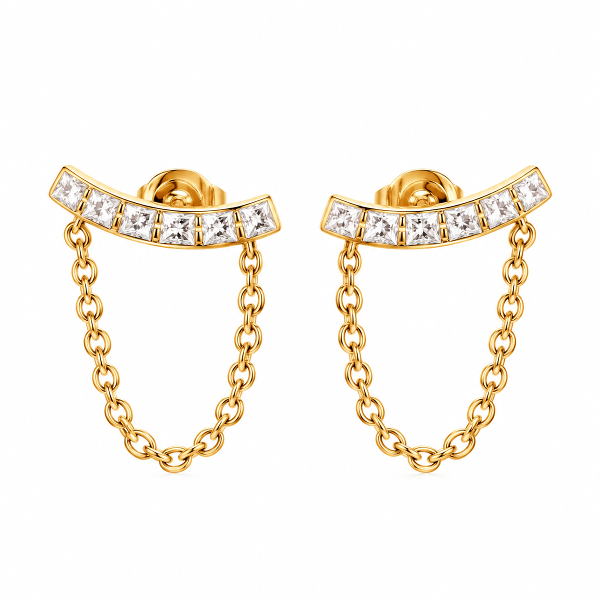 Crystal Chain Bar Earrings