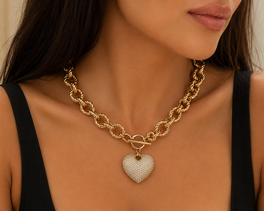 Golden Heart Chain Necklace