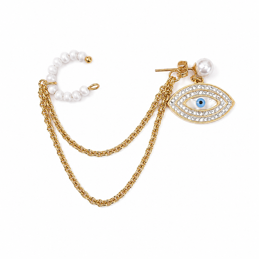 Pearl Eye Chain Earring