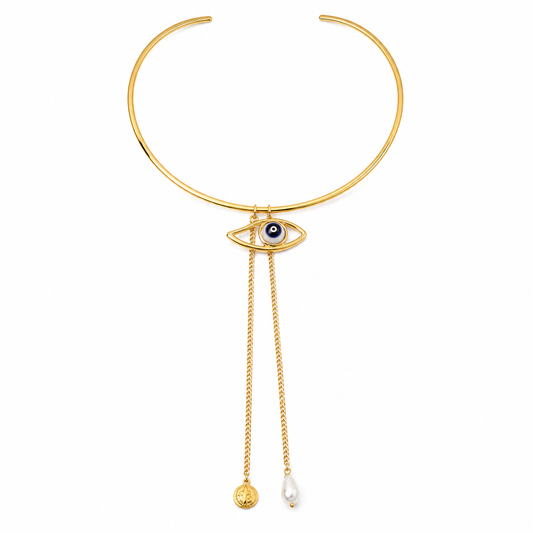 Evil Eye Pearl Choker