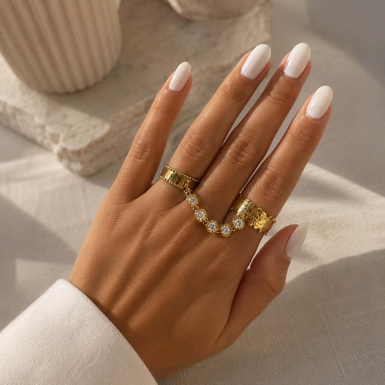 Crystal Link Duo Ring