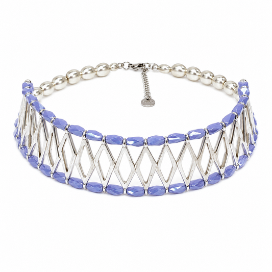 Sky Blue Crystal Handmade Choker