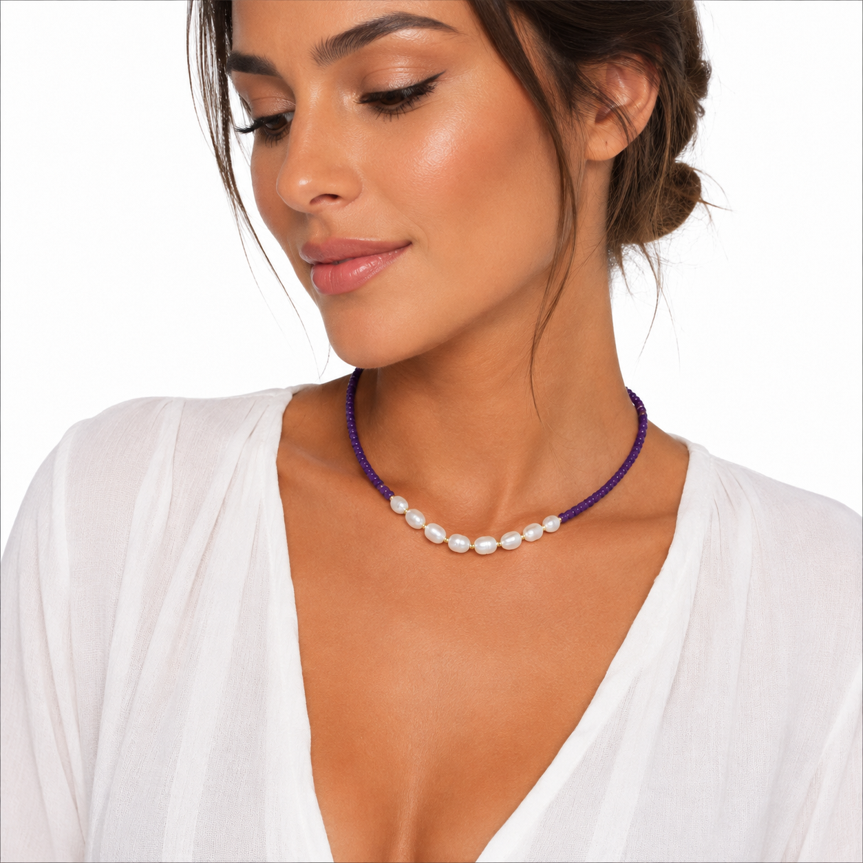 Amethyst Pearl Necklace