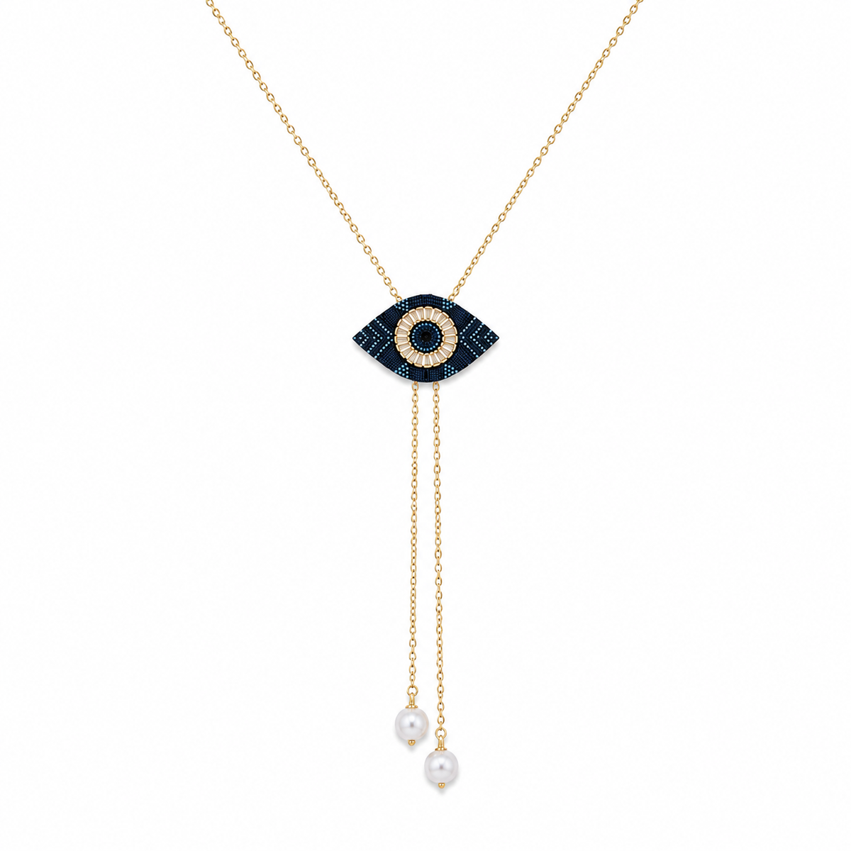 Eye Pearl Lariat Necklace
