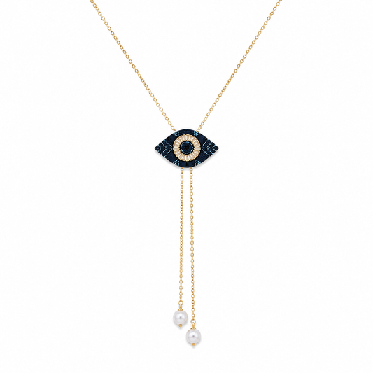 Eye Pearl Lariat Necklace