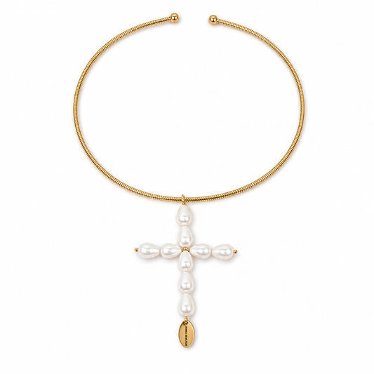 Pearl Cross Choker