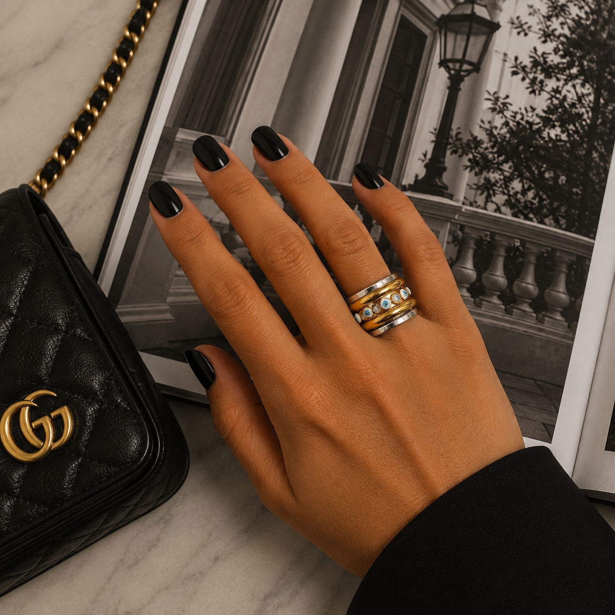 Evil Eye Silver & Gold Ring