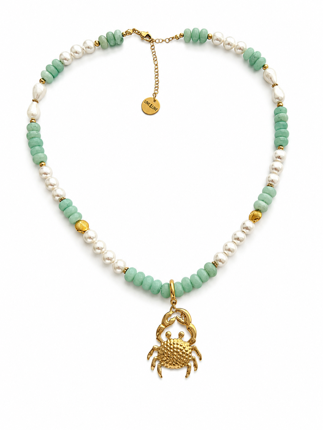Mint Pearl Crab Necklace