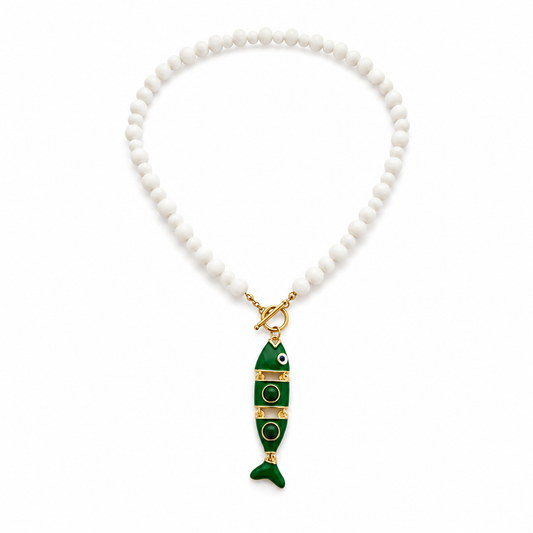 Emerald Fish Necklace