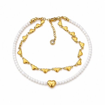 Golden Hearts Anklet Set