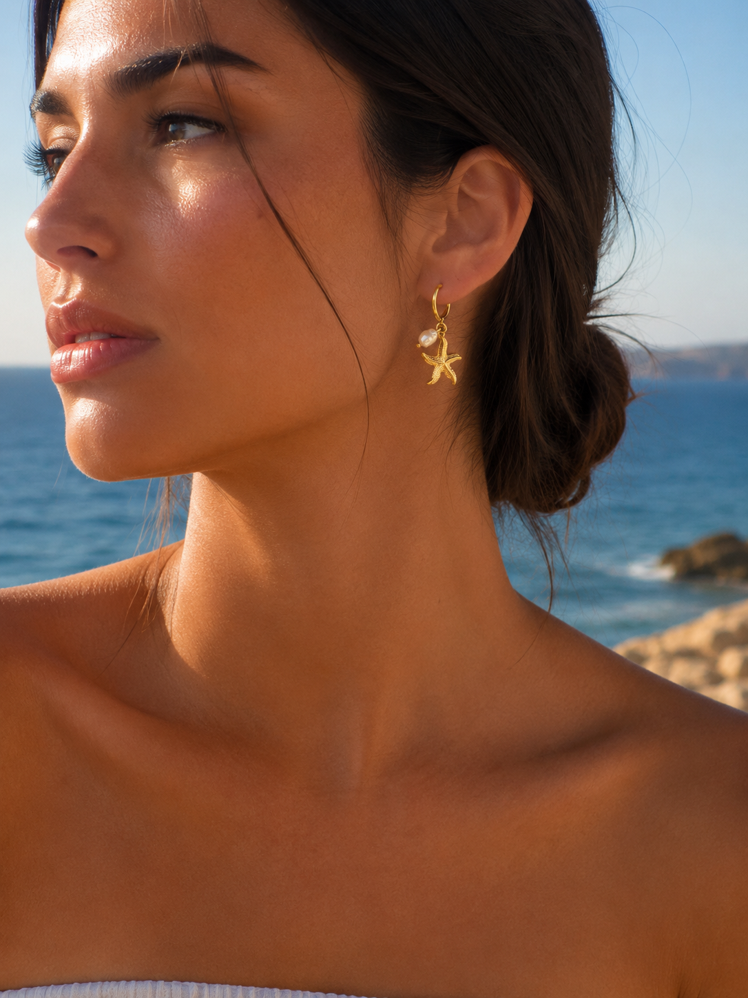 Starfish Pearl Hoops