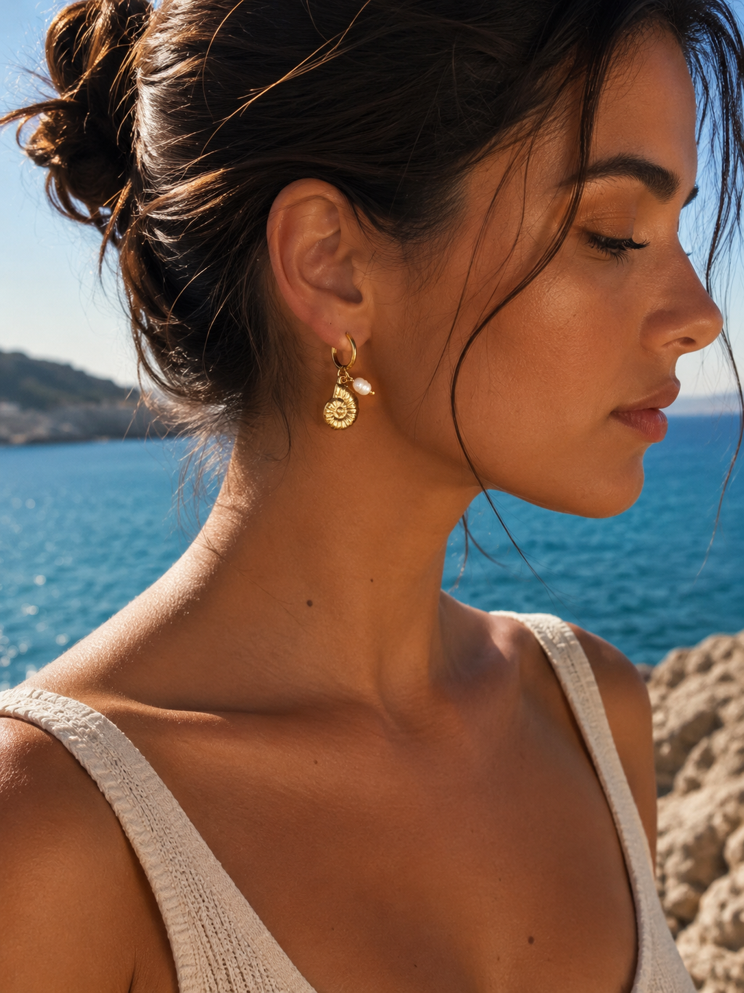 Golden Shell Hoops