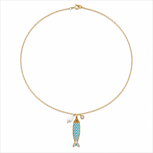 Aegean Pearl Fish Necklace