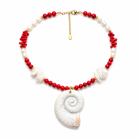 Coral Shell Statement Necklace