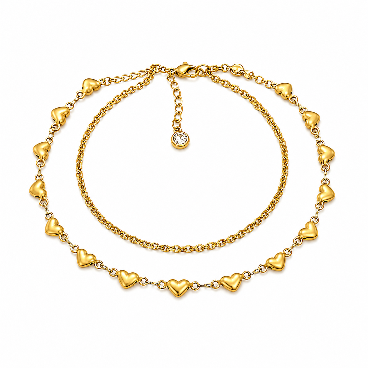 Golden Hearts Layered Anklet