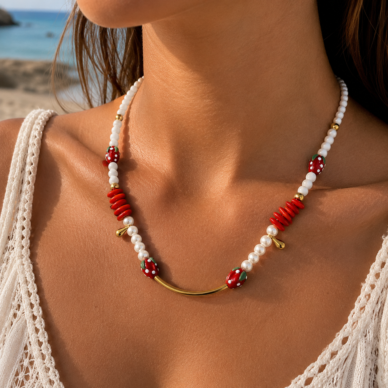 Strawberry Pearl Necklace