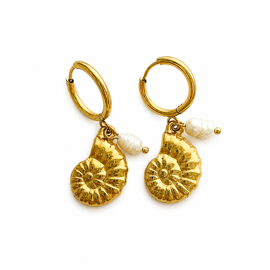 Golden Shell Hoops