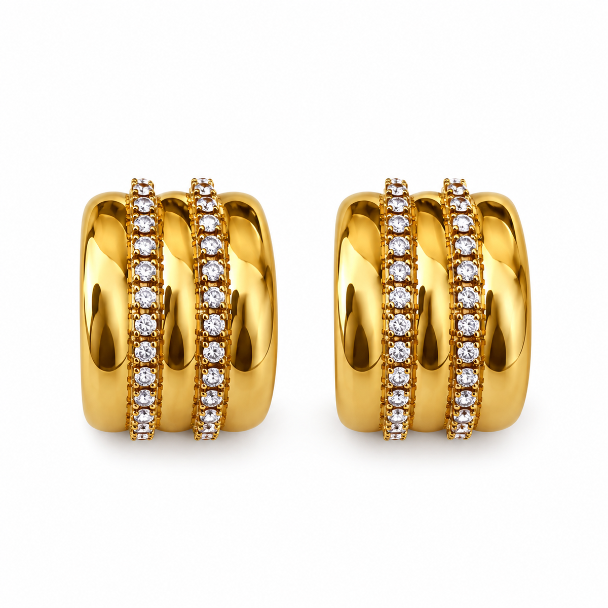 Golden Pavé Huggies