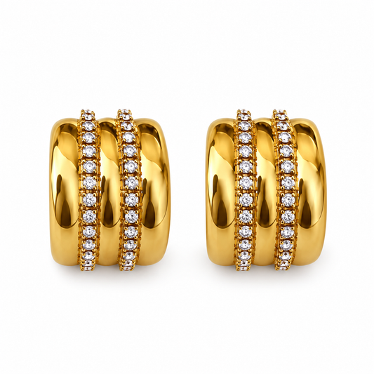 Golden Pavé Huggies