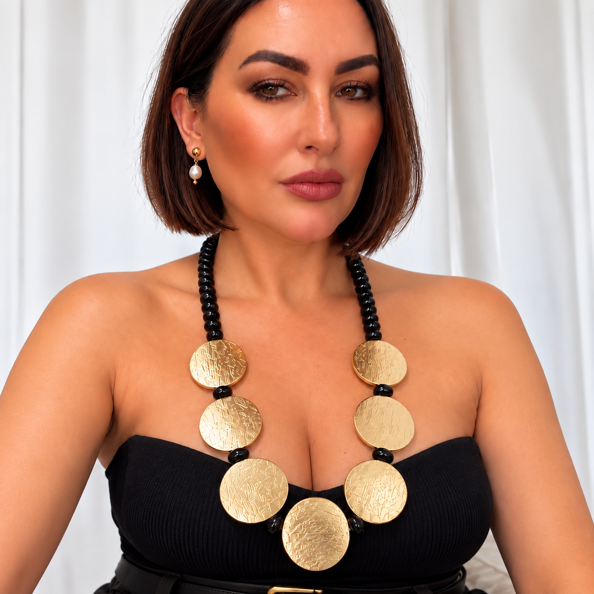 Golden Wood Statement Necklace
