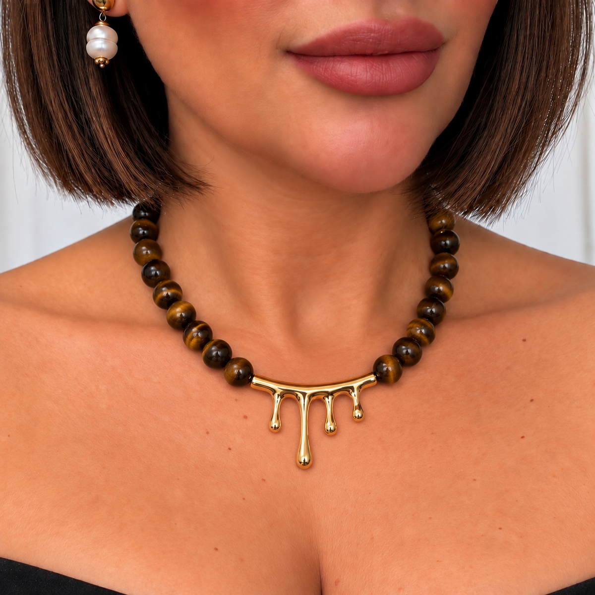 Tiger’s Eye Drip Necklace