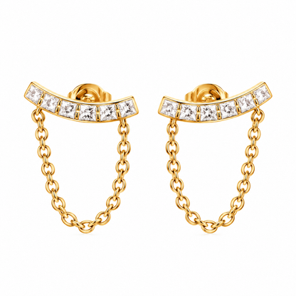 Crystal Chain Bar Earrings