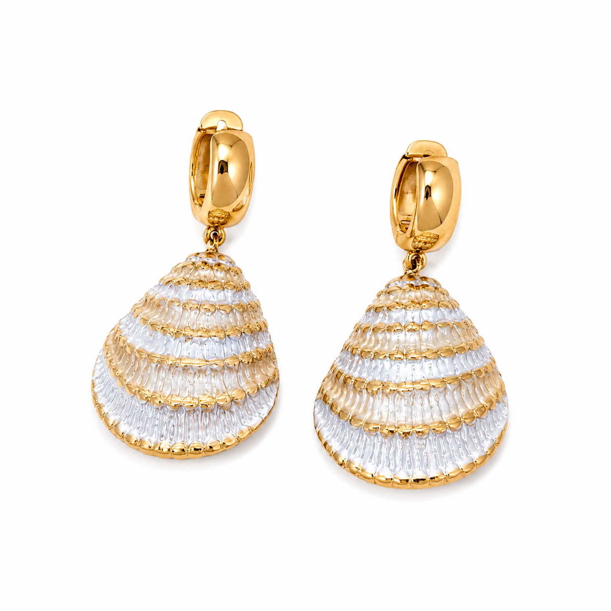 Silver Shell Hoops