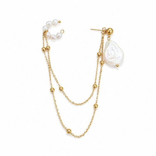 Pearl Chain Ear Cuff Earring