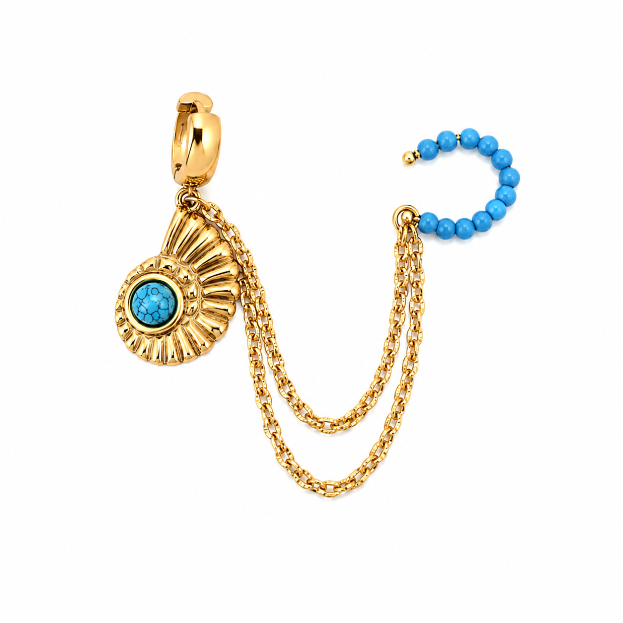 Turquoise Shell Chain Ear Cuff
