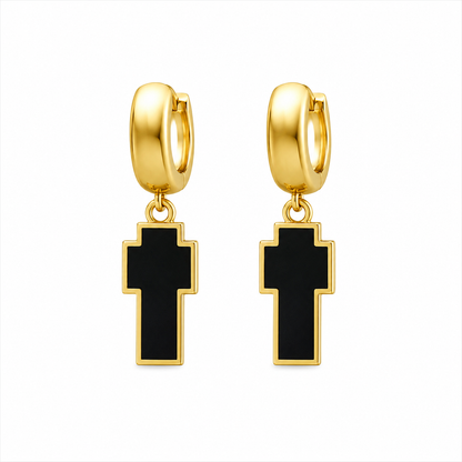 Cross Noir Earrings