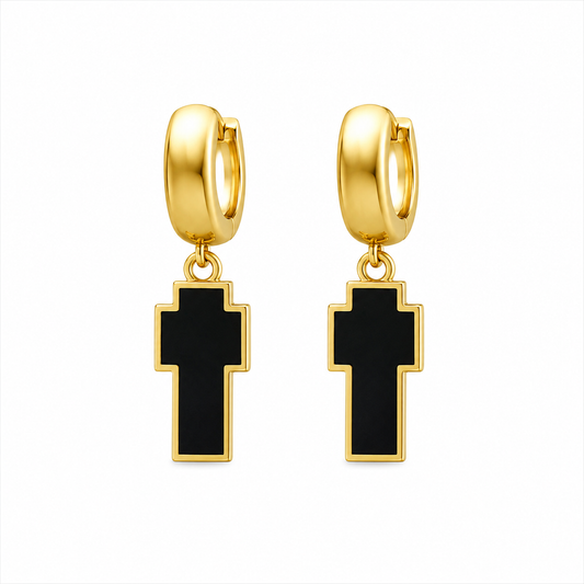 Cross Noir Earrings