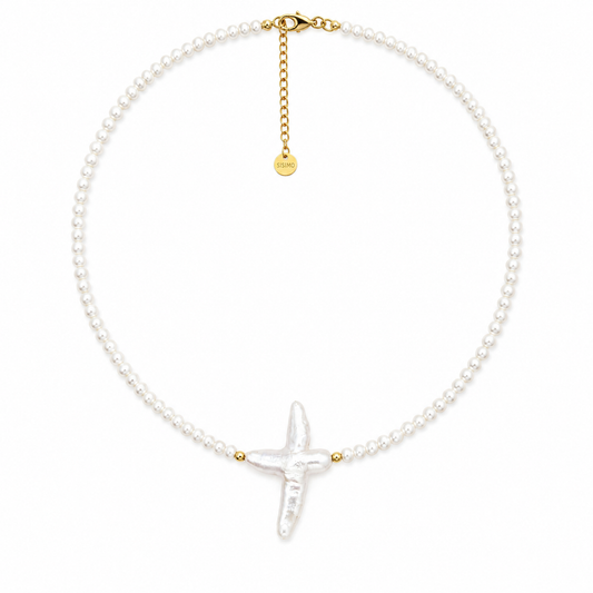 Pearl Cross Grace Necklace