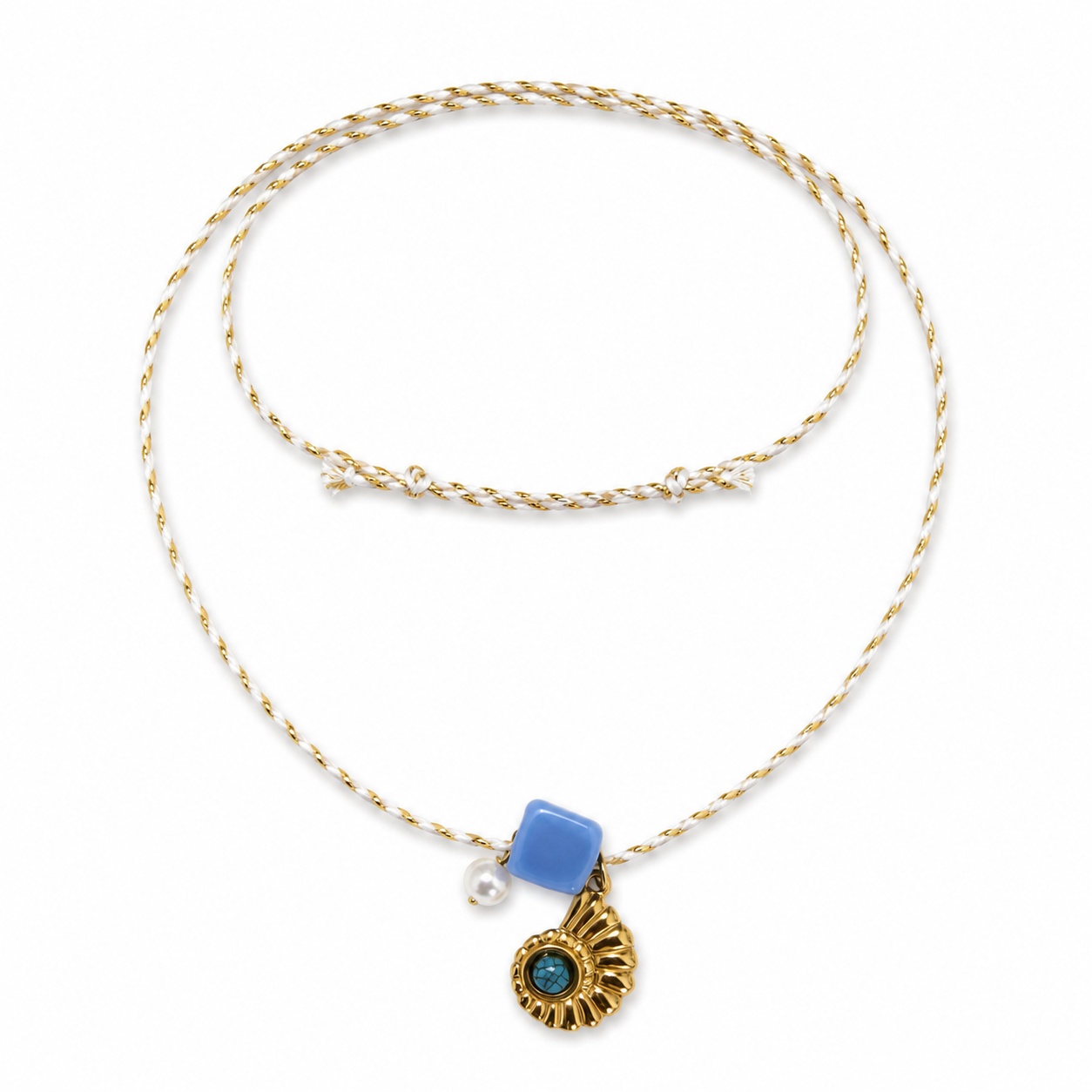 Santorini Blue Charm Necklace