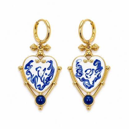 Blue Porcelain Hearts