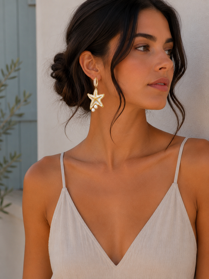 Pearl Starfish Earrings