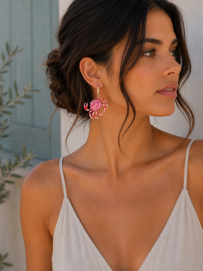 Pink Crab Earrings