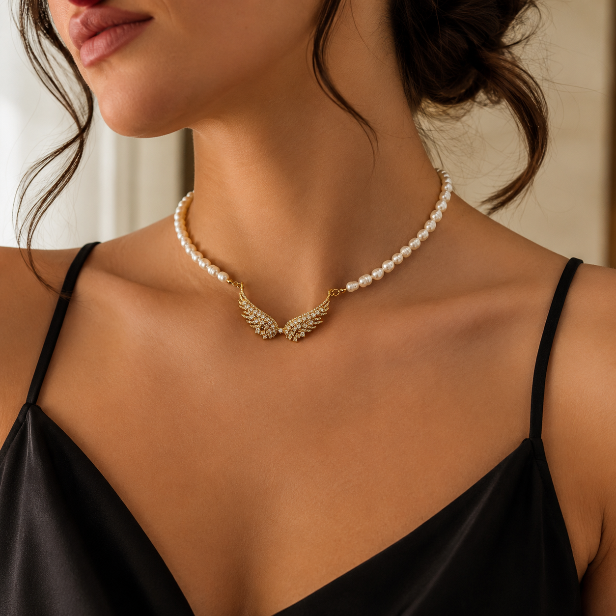 Angel Wings Pearl Choker
