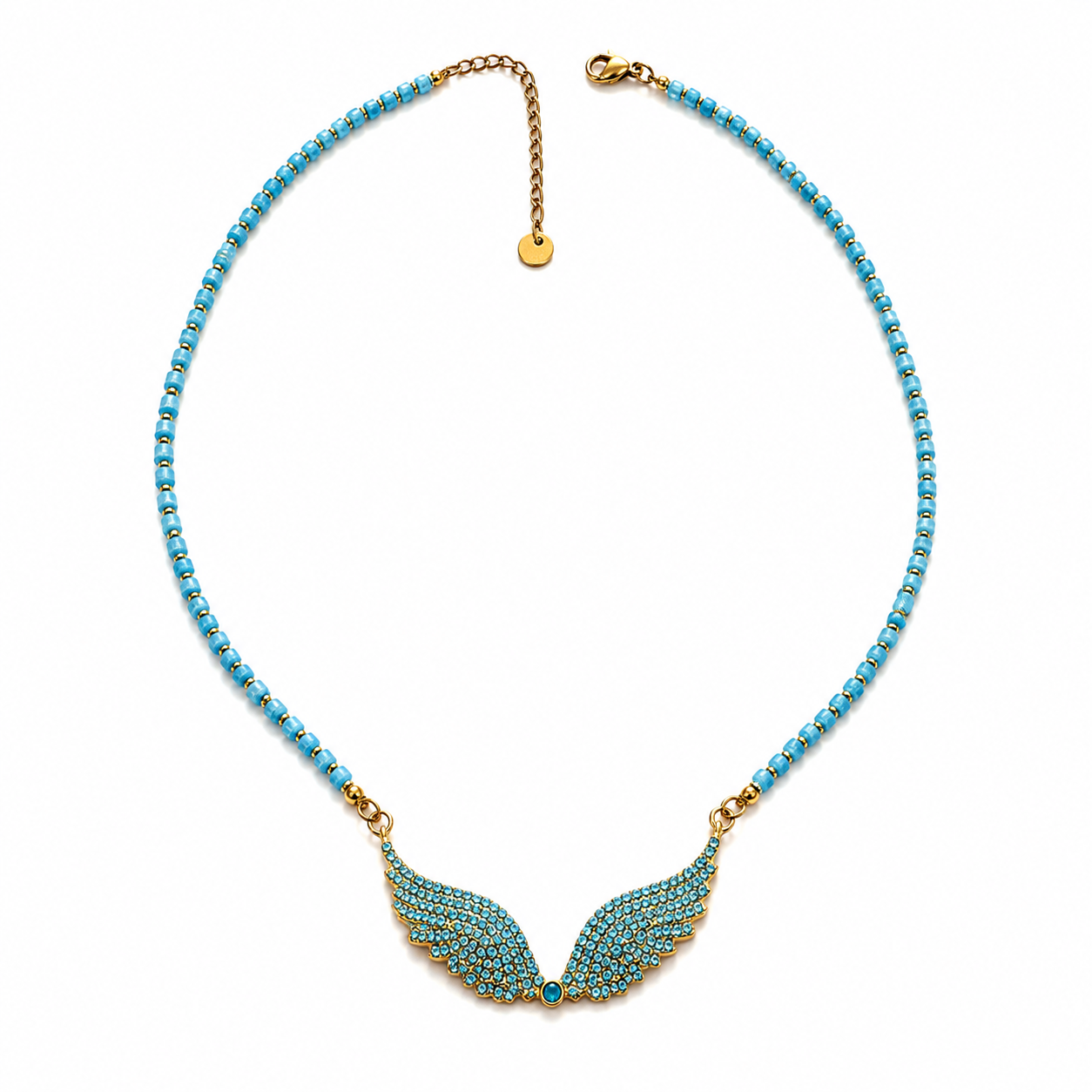 Blue Angel Wings Crystal Necklace