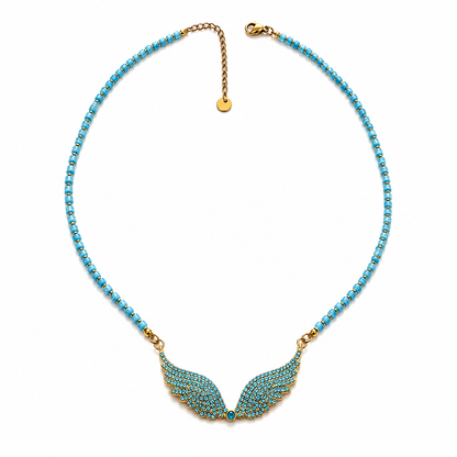 Blue Angel Wings Crystal Necklace