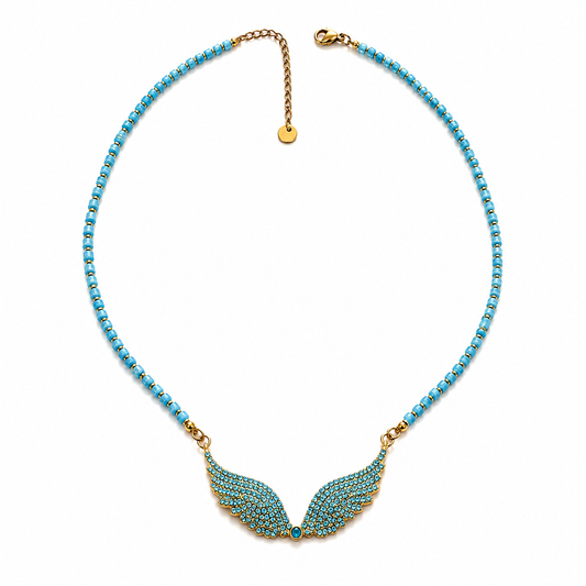 Blue Angel Wings Crystal Necklace