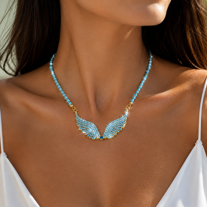 Blue Angel Wings Crystal Necklace