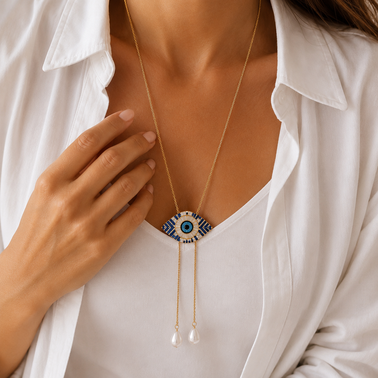 Nazaré Pearl Lariat Necklace