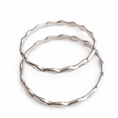 Wave Silver Bangles Set