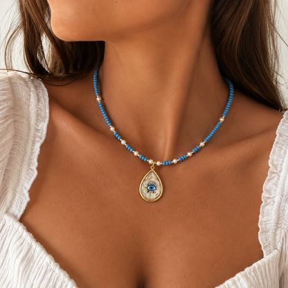Evil Eye Pearl Necklace