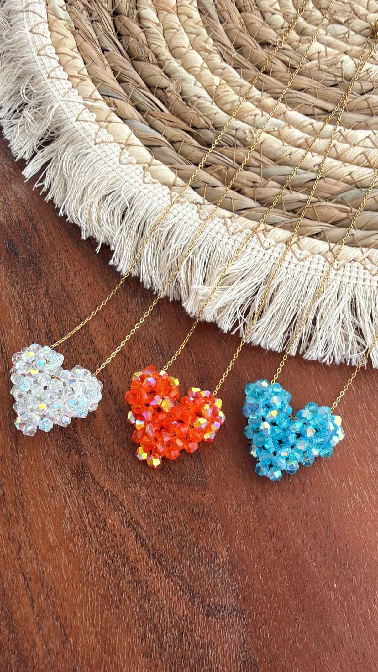 Κολιέ Crystal Heart – Πορτοκαλί