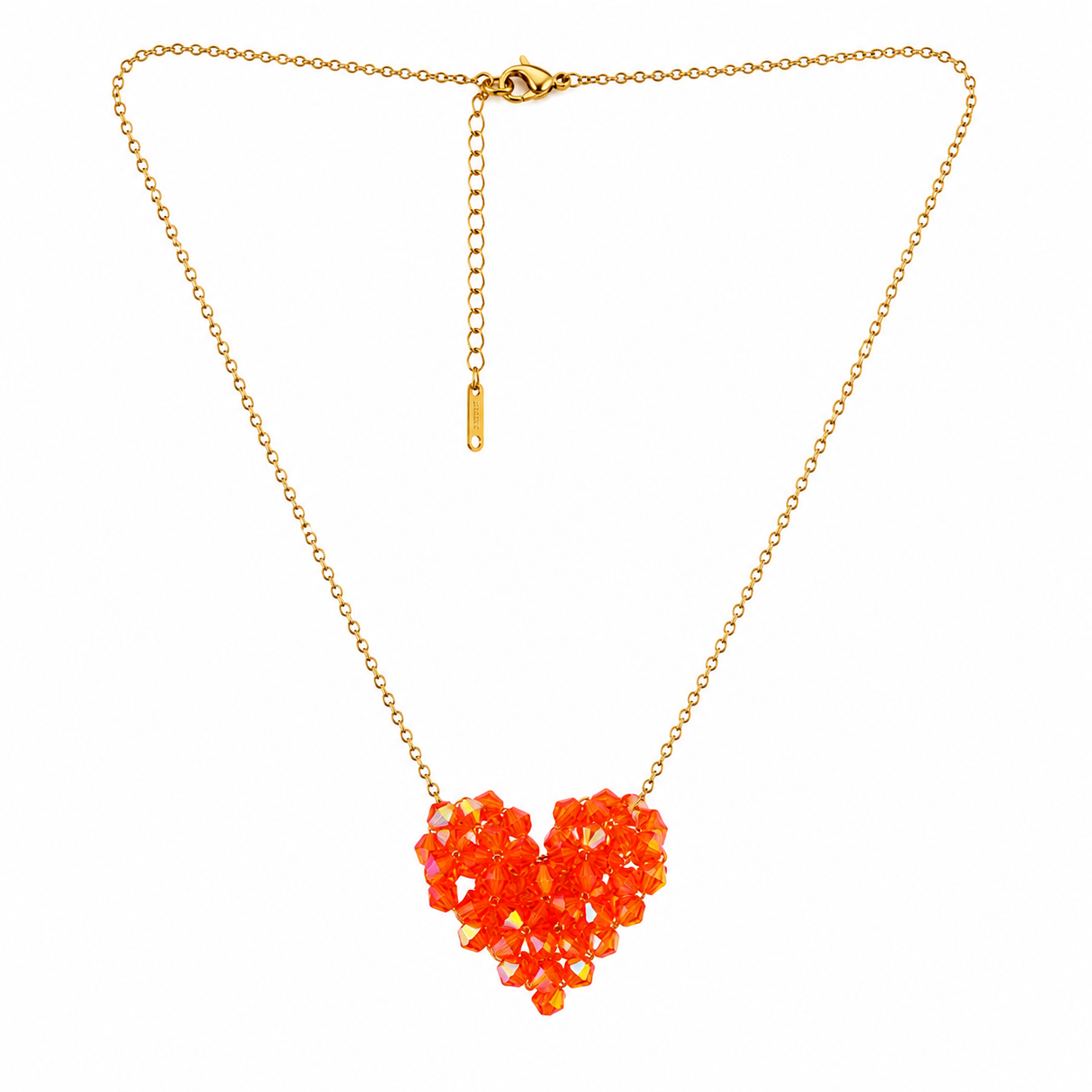 Κολιέ Crystal Heart – Πορτοκαλί