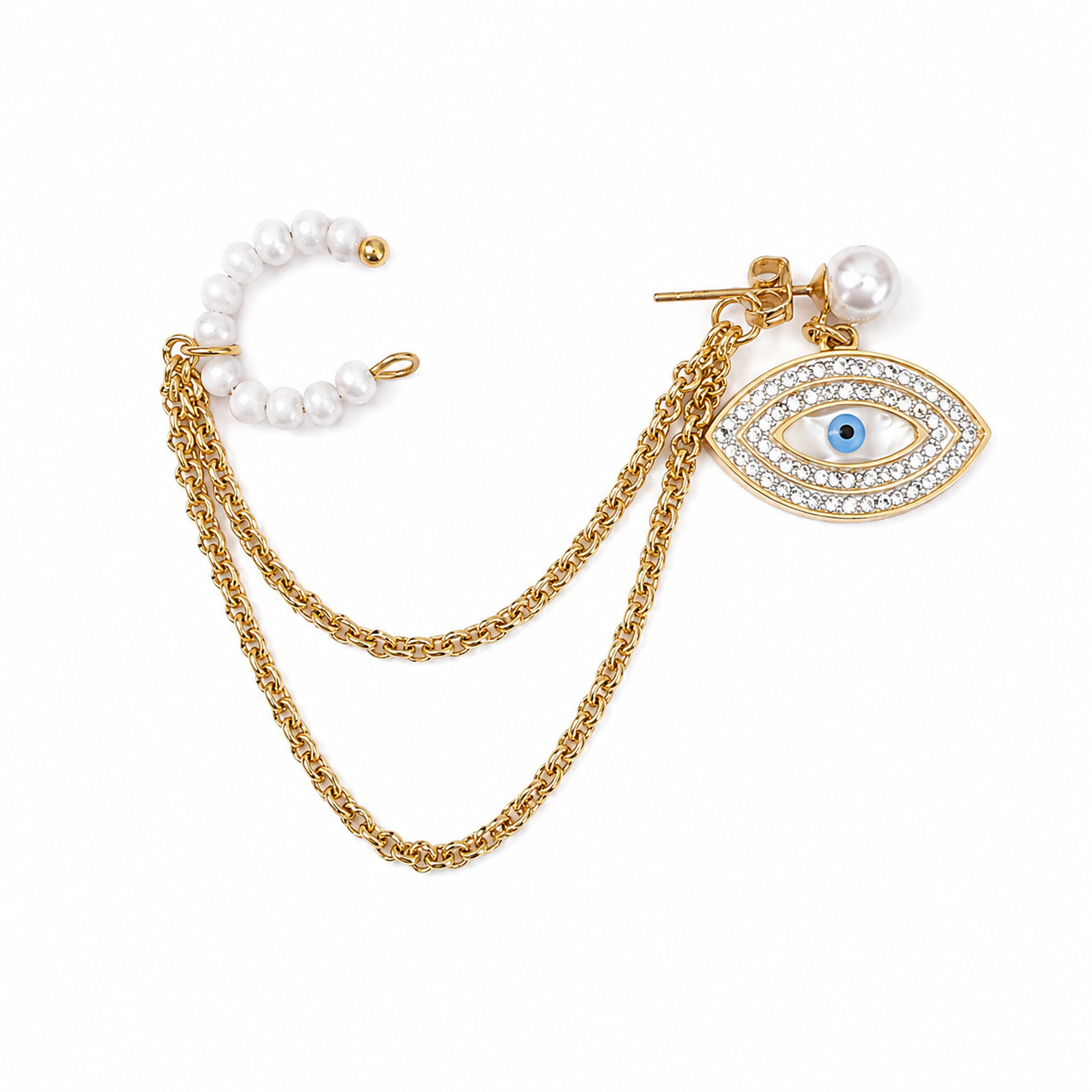 Pearl Eye Chain Earring